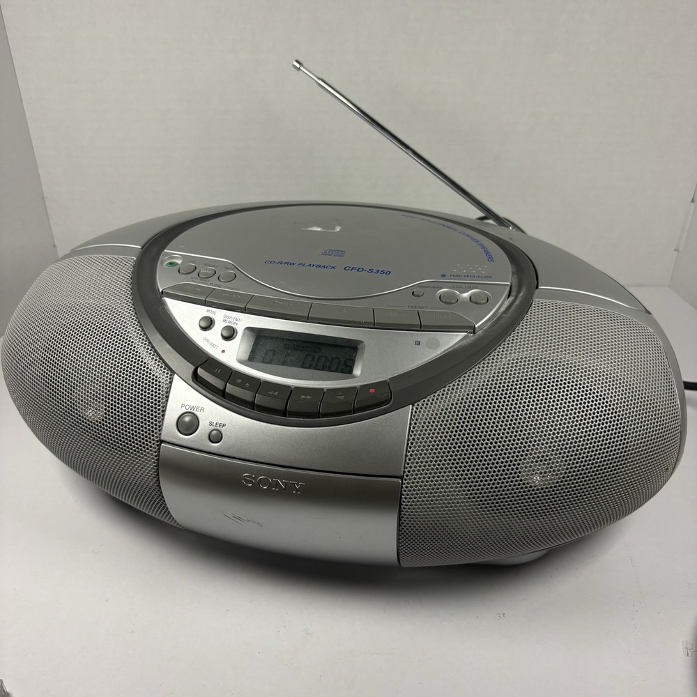 Sony CFD-S350 Stereo Boombox Cassette CD Player AM FM Radio W/Cord - Tested